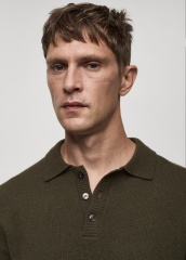 ODM Men's Olive Green Wool-Blend Polo Sweater