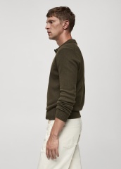 ODM Men's Olive Green Wool-Blend Polo Sweater