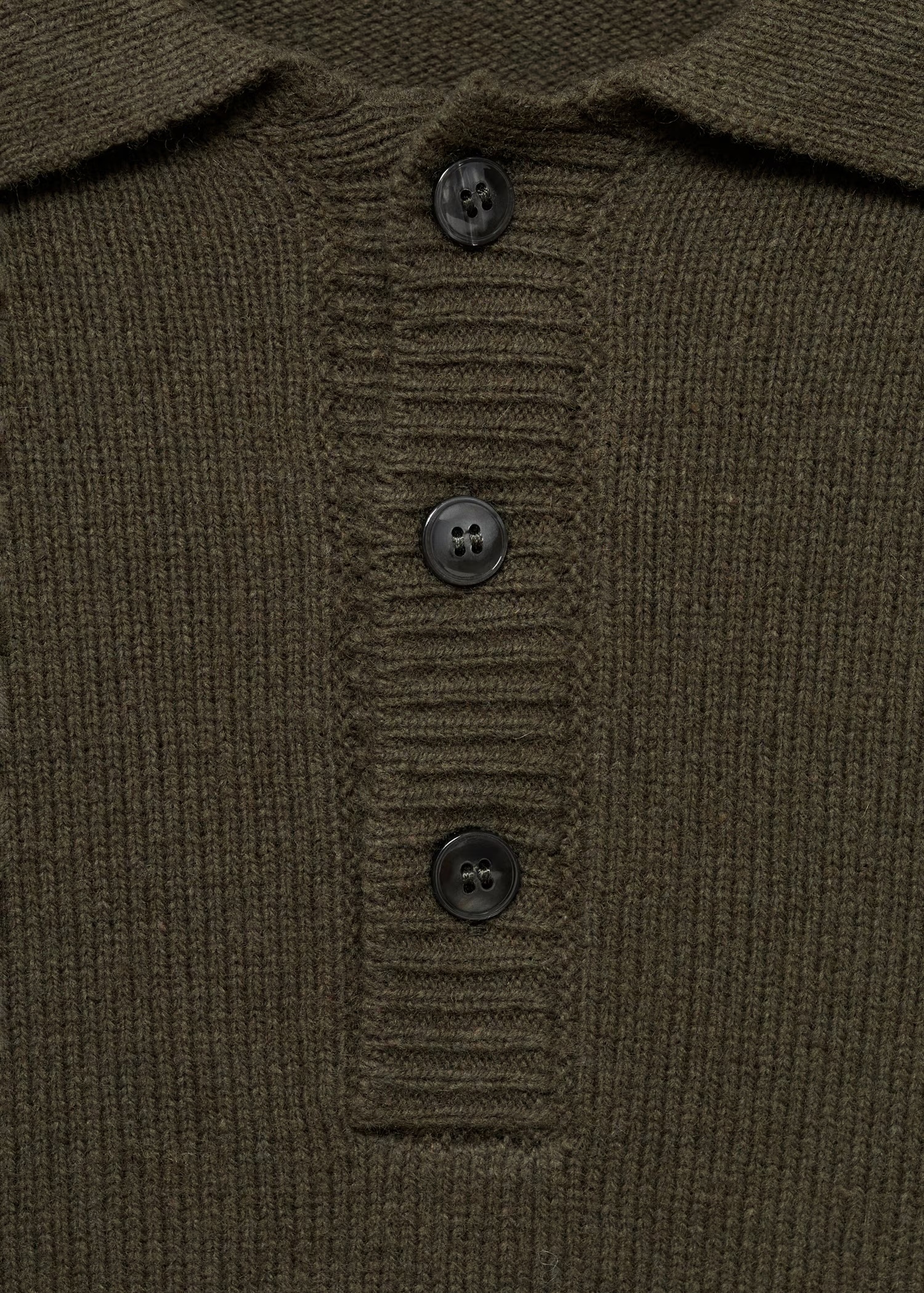 ODM Men's Olive Green Wool-Blend Polo Sweater