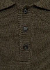 ODM Men's Olive Green Wool-Blend Polo Sweater