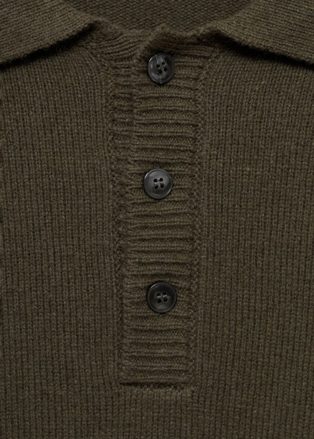 ODM Men's Olive Green Wool-Blend Polo Sweater