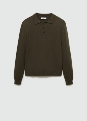 ODM Men's Olive Green Wool-Blend Polo Sweater