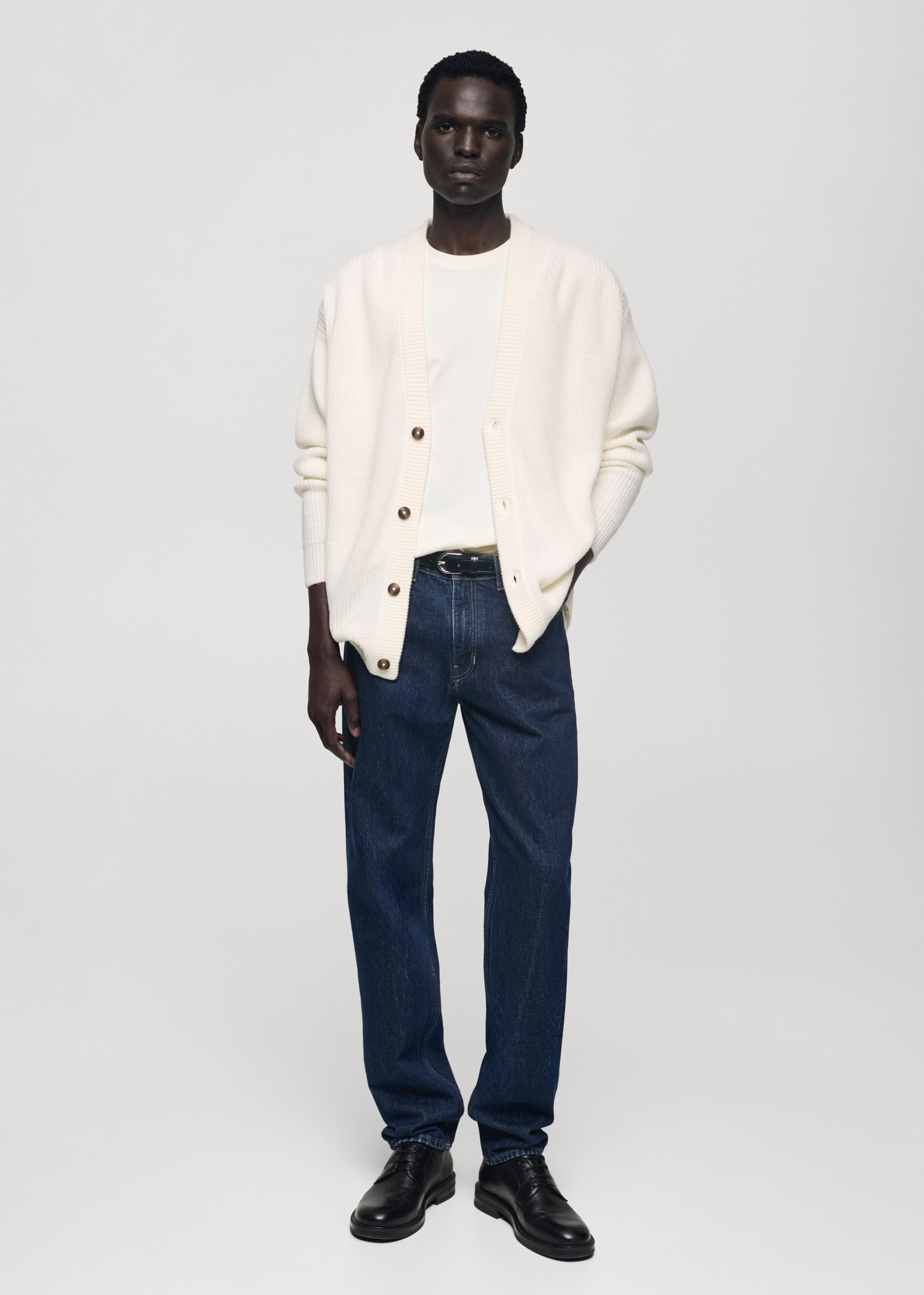Custom Men's Oversized Knit Cardigan in Ivory