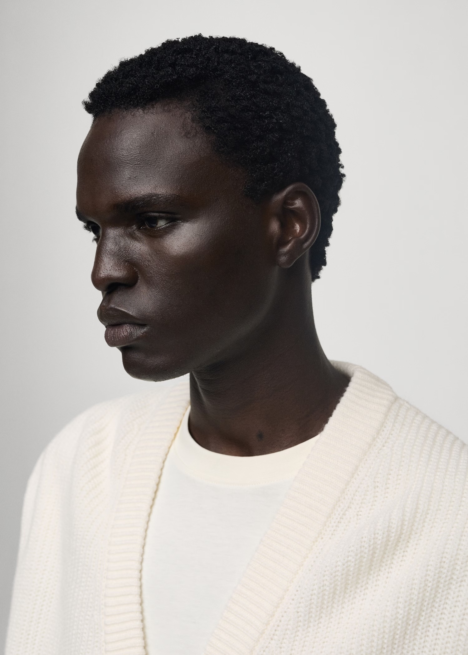 Custom Men's Oversized Knit Cardigan in Ivory