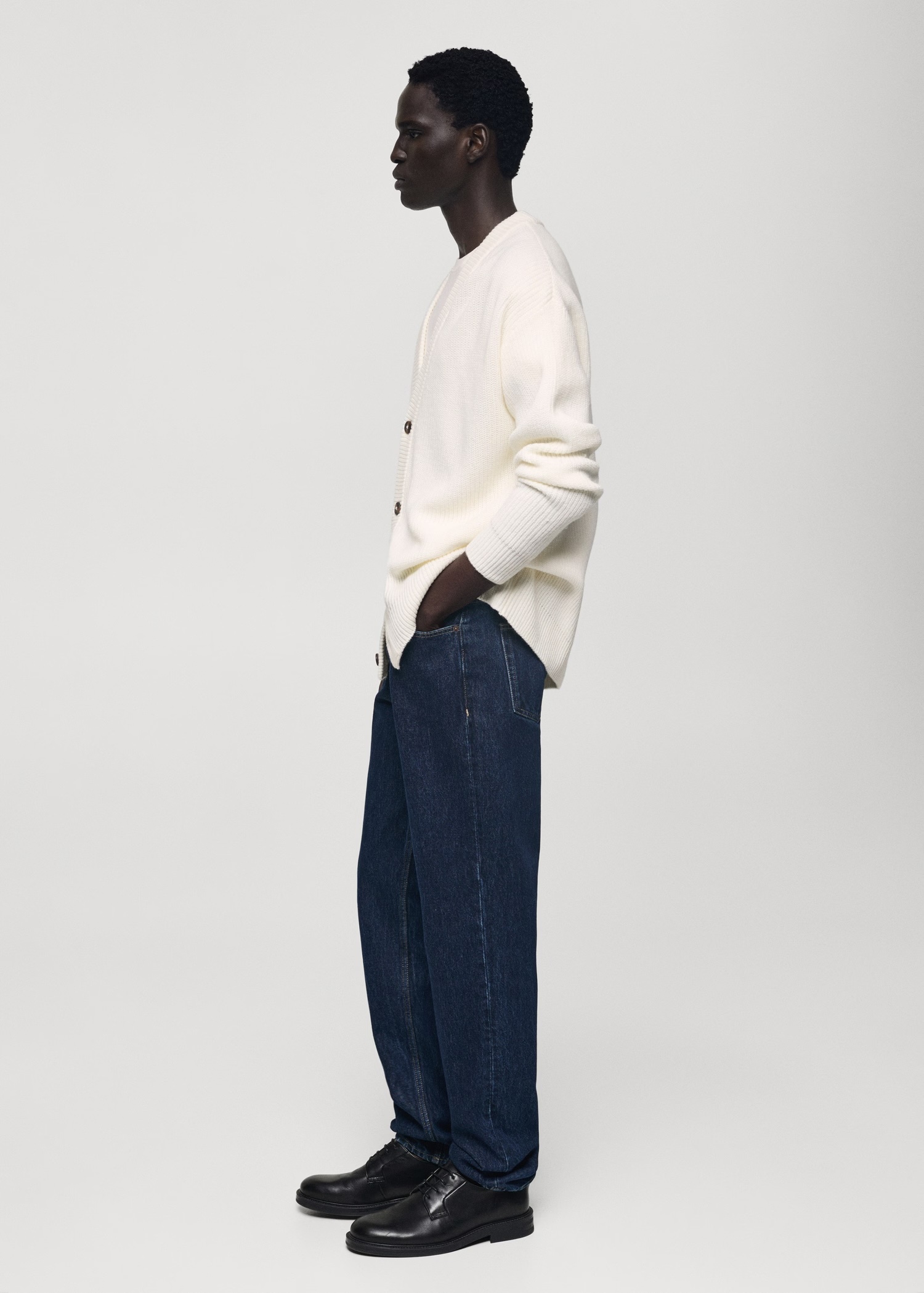 Custom Men's Oversized Knit Cardigan in Ivory
