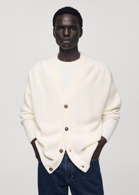 Custom Men's Oversized Knit Cardigan in Ivory