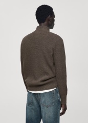 OEM/ODM Customizable Men's Brown Half-Zip Wool-Blend Sweater