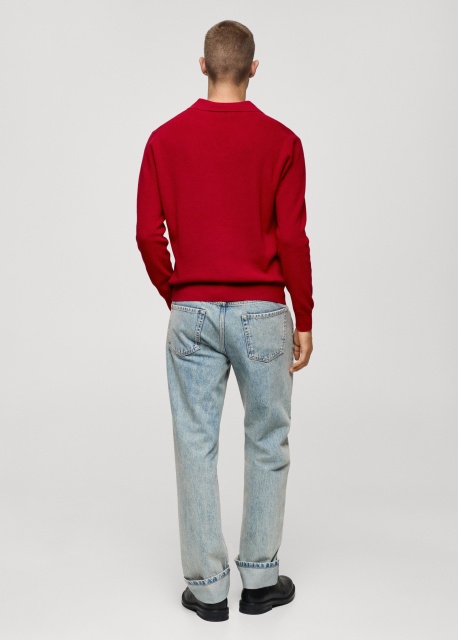 Customize Men's Red V-Neck Polo Sweater