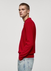 Customize Men's Red V-Neck Polo Sweater