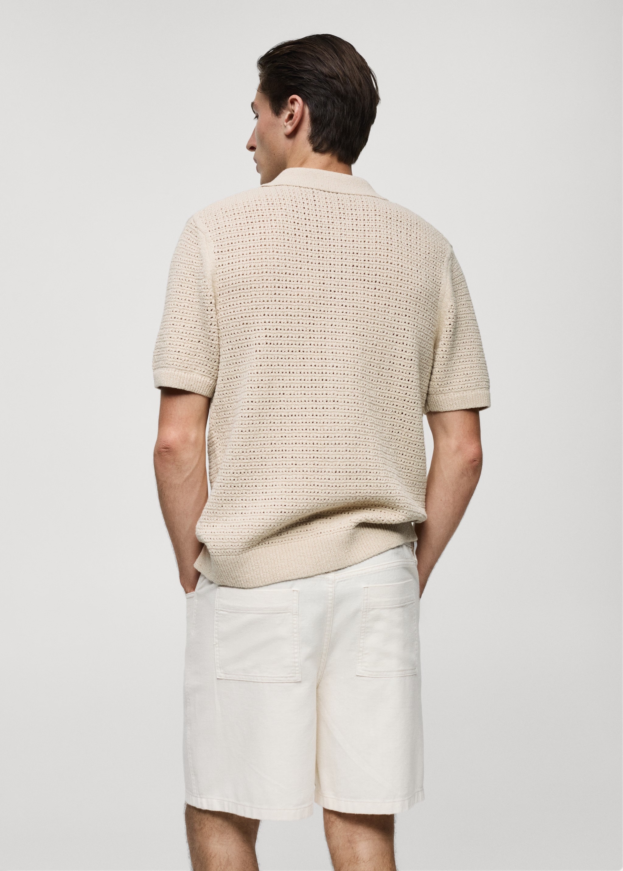 Custom Men's Short-Sleeve Open-Knit Button-Up Shirt