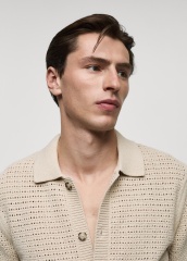 Custom Men's Short-Sleeve Open-Knit Button-Up Shirt