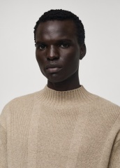 Custom Men's Beige Ribbed Wool Sweater