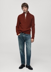 Customize Men's Rust Red Half-Zip Sweater