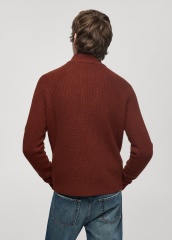 Customize Men's Rust Red Half-Zip Sweater