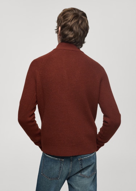 Customize Men's Rust Red Half-Zip Sweater