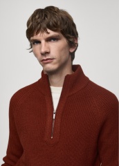 Customize Men's Rust Red Half-Zip Sweater