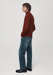 Customize Men's Rust Red Half-Zip Sweater