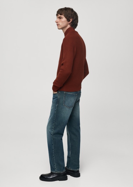 Customize Men's Rust Red Half-Zip Sweater