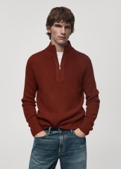 Customize Men's Rust Red Half-Zip Sweater