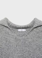ODM Men's Gray Textured Knit Polo Sweater