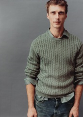 Custom Men's Olive Green Cable Knit Sweater