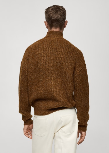 Custom Men's Brown Wool-Blend Turtleneck Sweater 