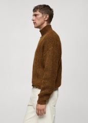 Custom Men's Brown Wool-Blend Turtleneck Sweater 