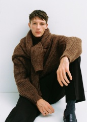 Custom Men's Brown Wool-Blend Turtleneck Sweater 