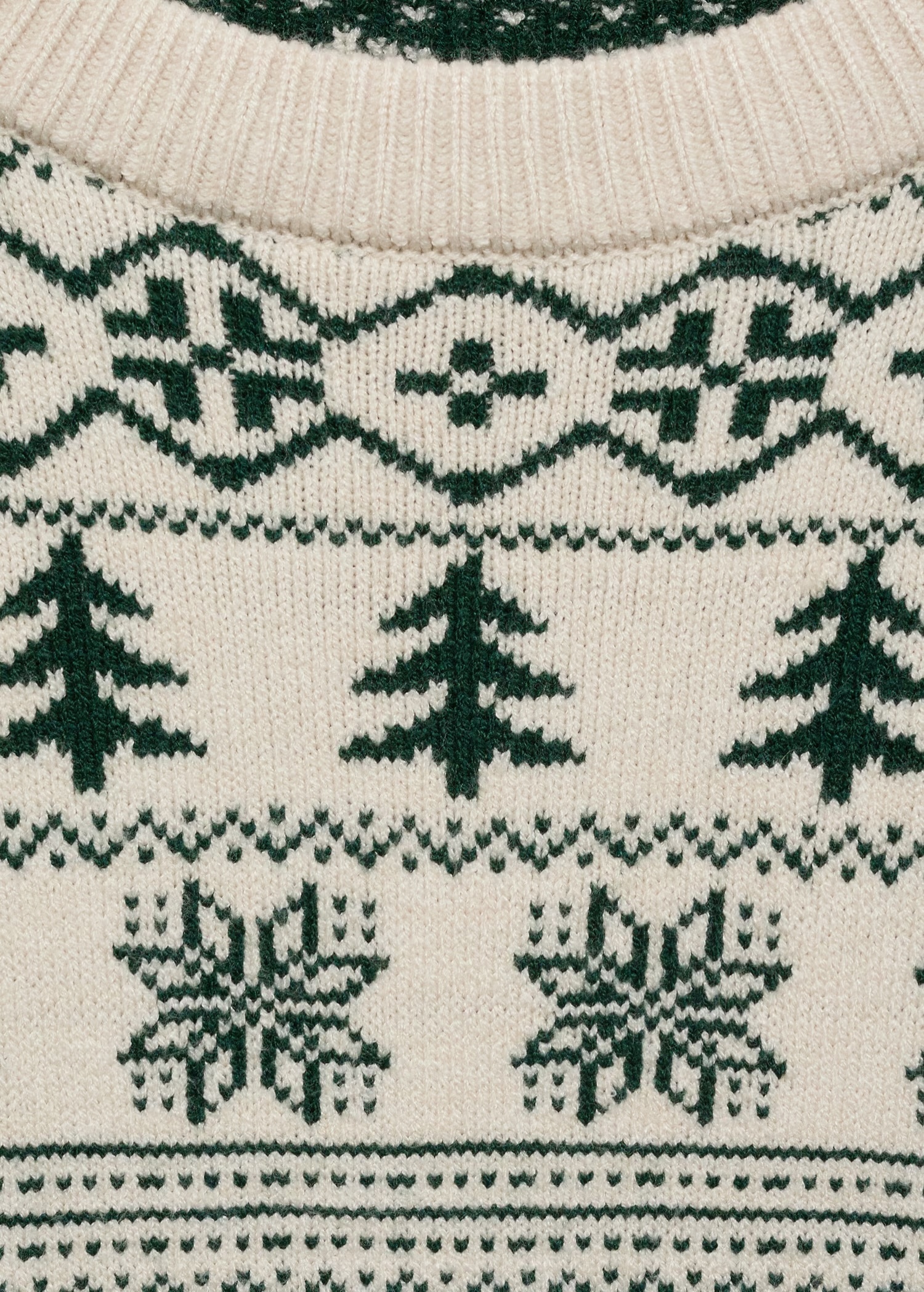 Custom Men's Festive Fair Isle Knit Sweater in Cream and Green 