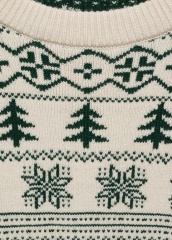 Custom Men's Festive Fair Isle Knit Sweater in Cream and Green 