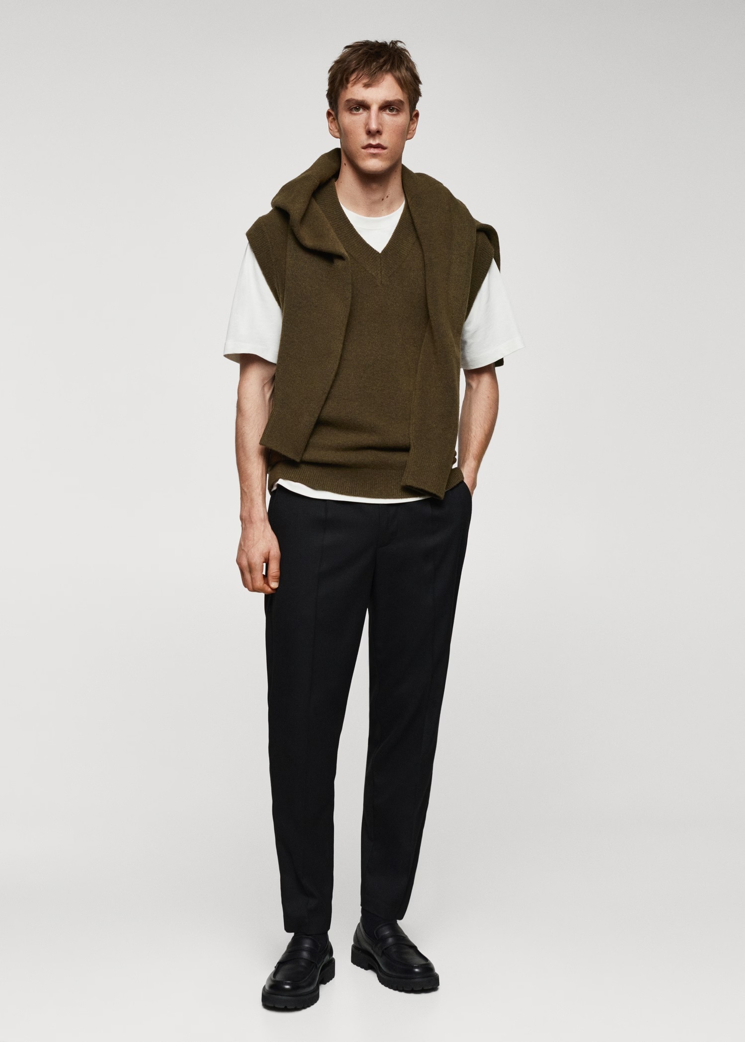 Custom Men's Olive Green Knit Sweater Vest  