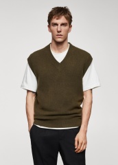 Custom Men's Olive Green Knit Sweater Vest  