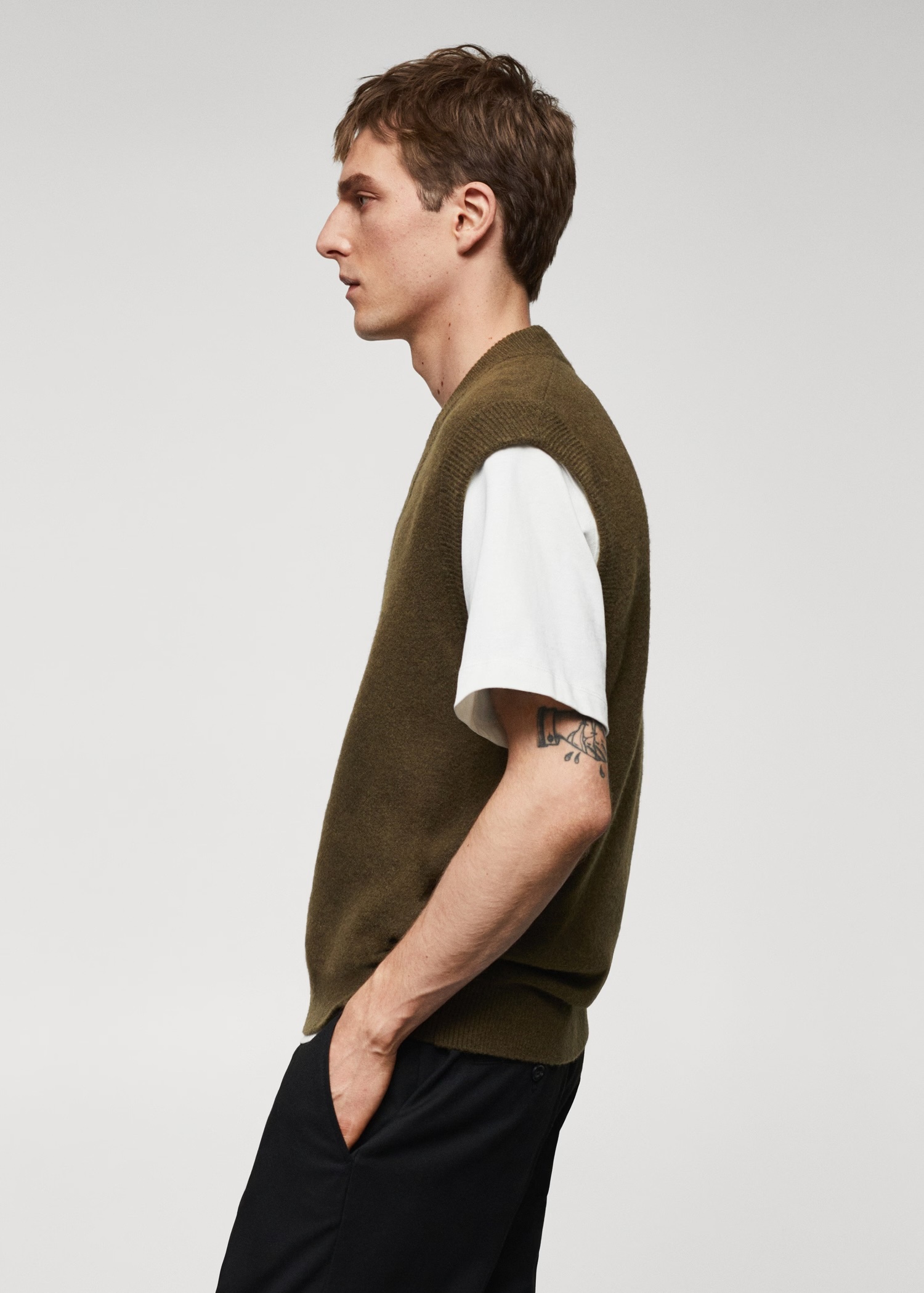 Custom Men's Olive Green Knit Sweater Vest  
