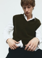 Custom Men's Olive Green Knit Sweater Vest  