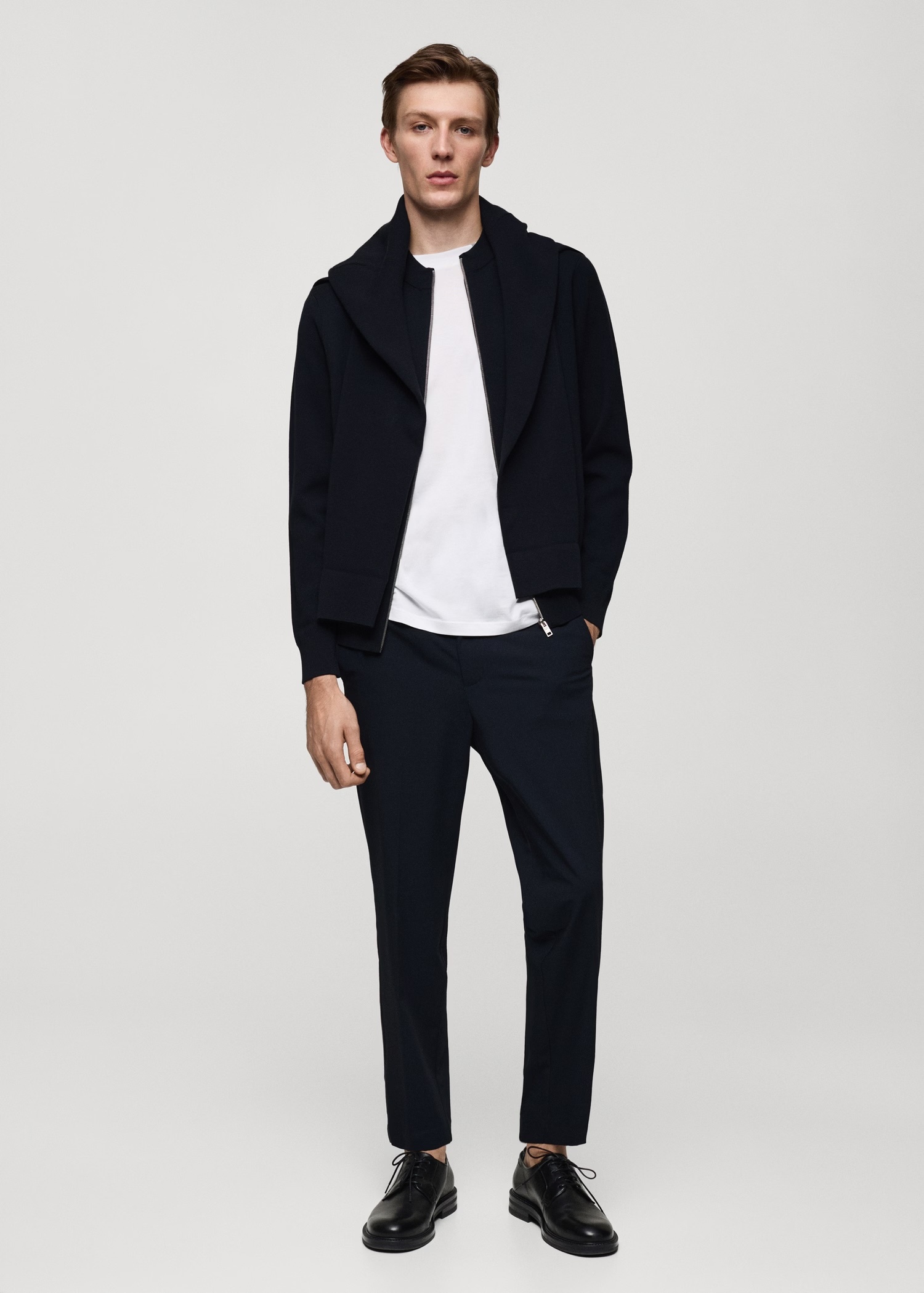 ODM Men's Minimalist Black Zip-Up Bomber Jacket