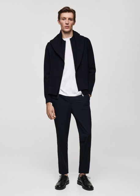 ODM Men's Minimalist Black Zip-Up Bomber Jacket