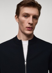 ODM Men's Minimalist Black Zip-Up Bomber Jacket