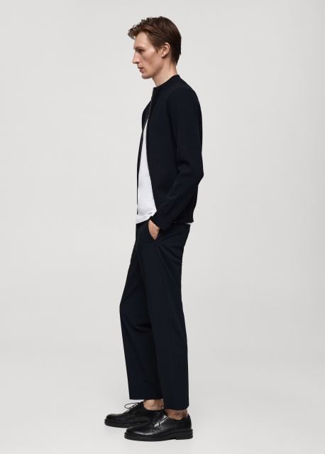 ODM Men's Minimalist Black Zip-Up Bomber Jacket