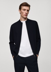 ODM Men's Minimalist Black Zip-Up Bomber Jacket