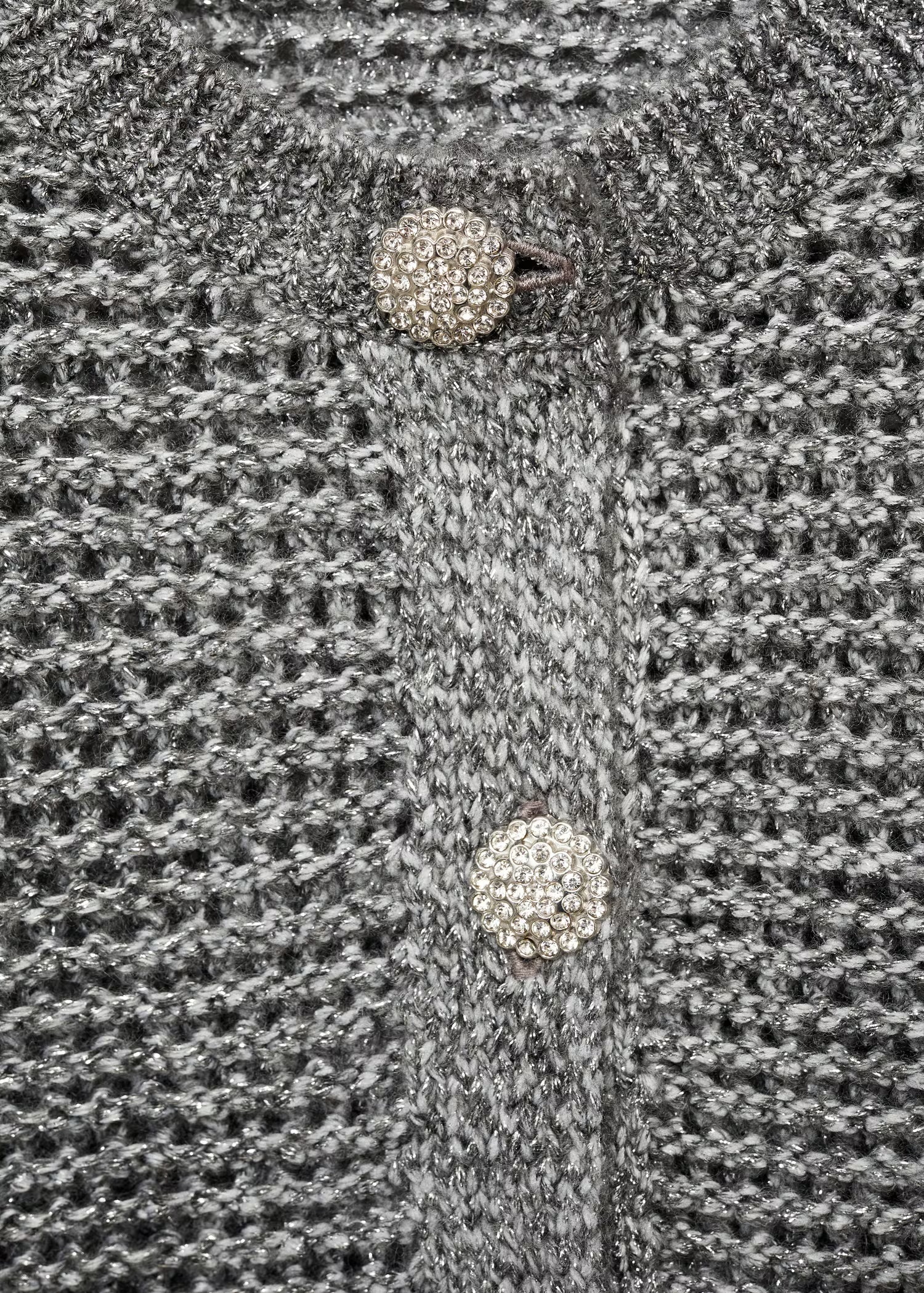 OEM/ODM Available Women's Cropped Metallic Gray Knit Cardigan | Customizable Wholesale Knitwear | Jubaodi