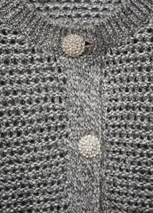 OEM/ODM Available Women's Cropped Metallic Gray Knit Cardigan | Customizable Wholesale Knitwear | Jubaodi