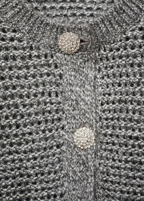 OEM/ODM Available Women's Cropped Metallic Gray Knit Cardigan | Customizable Wholesale Knitwear | Jubaodi