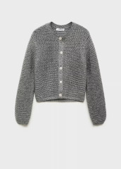 OEM/ODM Available Women's Cropped Metallic Gray Knit Cardigan | Customizable Wholesale Knitwear | Jubaodi
