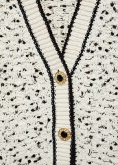 Factory Direct Women’s Oversized Tweed Knit Cardigan in Cream and Black | Customizable ODM & Wholesale Knitwear | Jubaodi