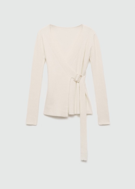 Wholesale Elegant Ribbed Wrap-Style Knit Sweater with Buckle Detail | Customizable ODM & Bulk Knitwear | Jubaodi