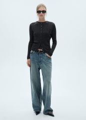 Custom Design Women’s Ribbed Charcoal Button-Up Cardigan | ODM & Wholesale Custom Knitwear | Jubaodi