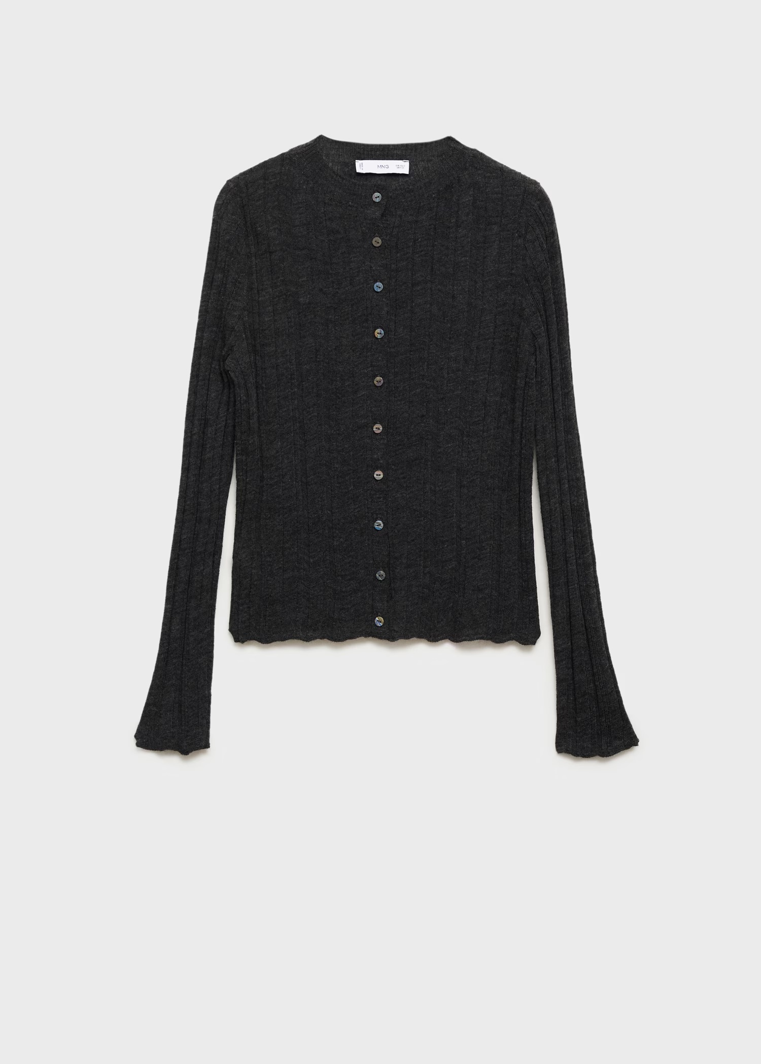 Custom Design Women’s Ribbed Charcoal Button-Up Cardigan | ODM & Wholesale Custom Knitwear | Jubaodi