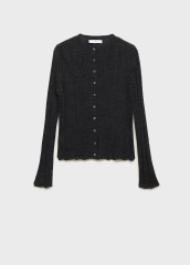 Custom Design Women’s Ribbed Charcoal Button-Up Cardigan | ODM & Wholesale Custom Knitwear | Jubaodi