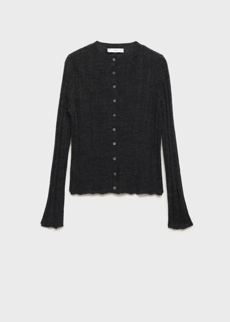 Custom Design Women’s Ribbed Charcoal Button-Up Cardigan | ODM & Wholesale Custom Knitwear | Jubaodi