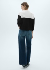 Made-to-Order Women’s Color Block Knit Sweater in Black and White | Customizable ODM & Wholesale Options | Jubaodi